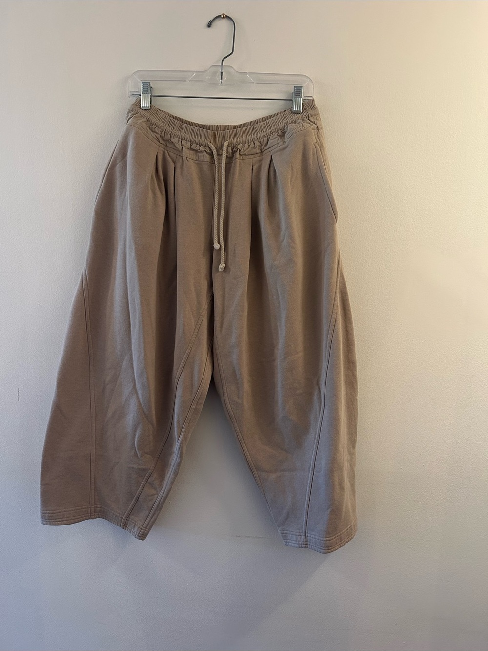 Casual Drawstring Women's barrel Joggers in Beige